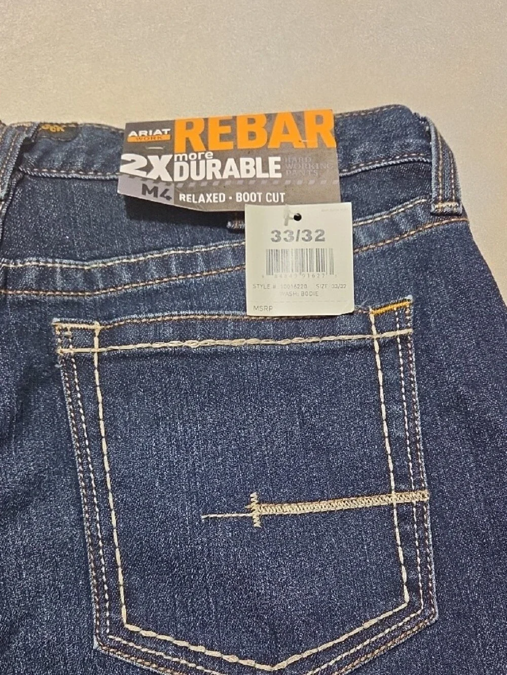 Ariat Men's Dark Indigo Bootcut Jeans with Tan Stitching